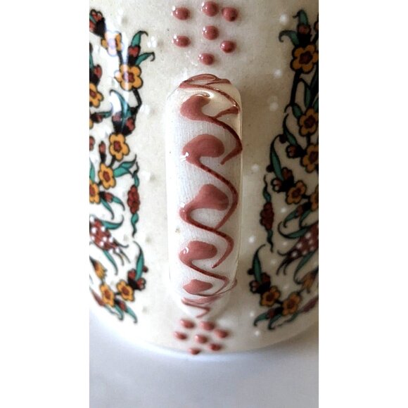 New Nakkas Ceramic Coffee Mug Traditional Handcrafted Floral Hobnails 10 oz - Picture 5 of 6
